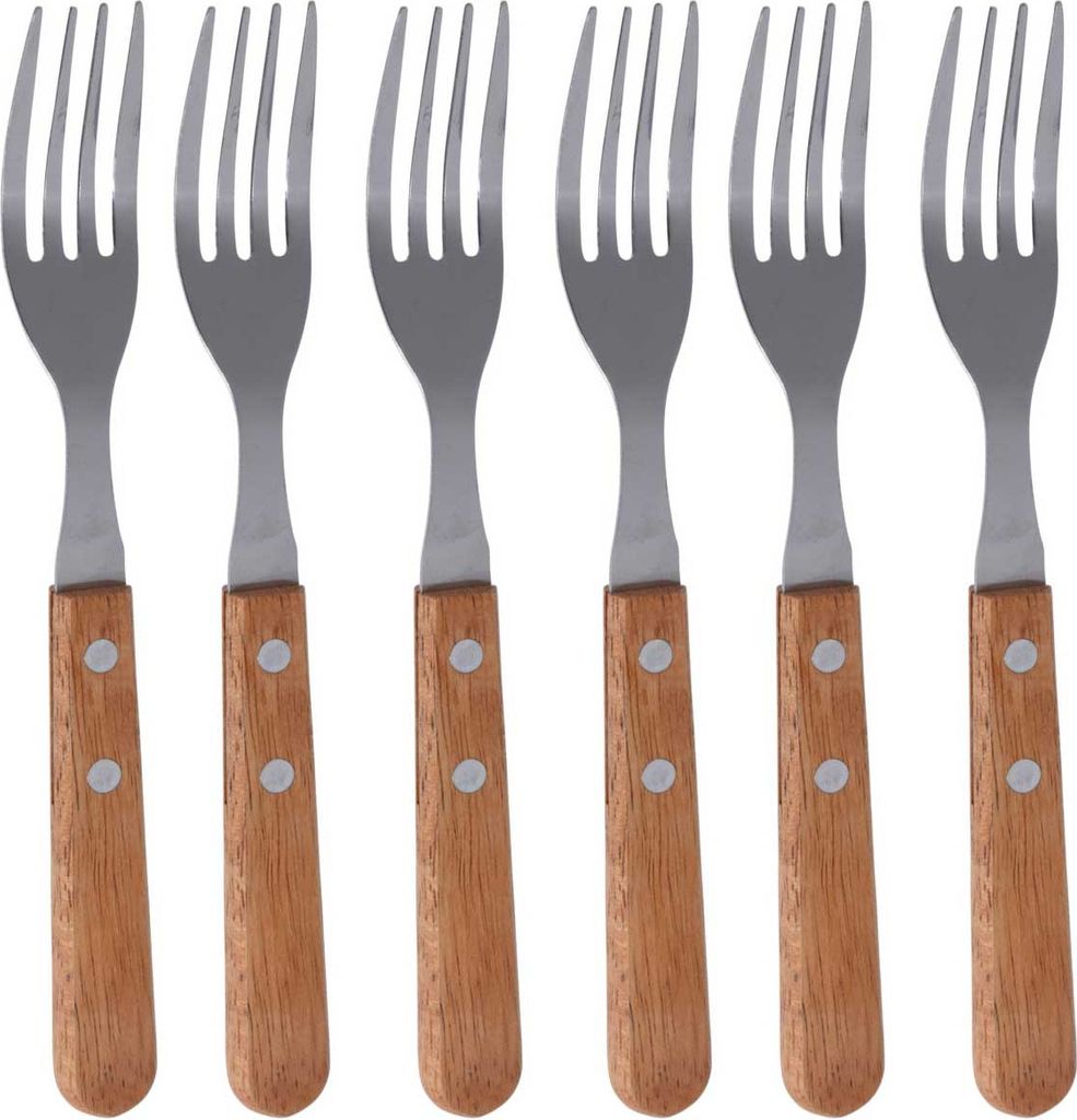 Steakgabeln mit Holzgriff, 6er-Set Produktbild 