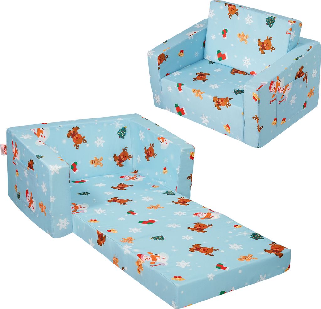 VEVOR Kindersofa 2 in 1 umwandelbares Kindersofa zum Liegestuhl, ausklappbarer Kindersofa-Sessel, Kleinkind Armlehnenstuhl-Bett, zusammenklappbares...