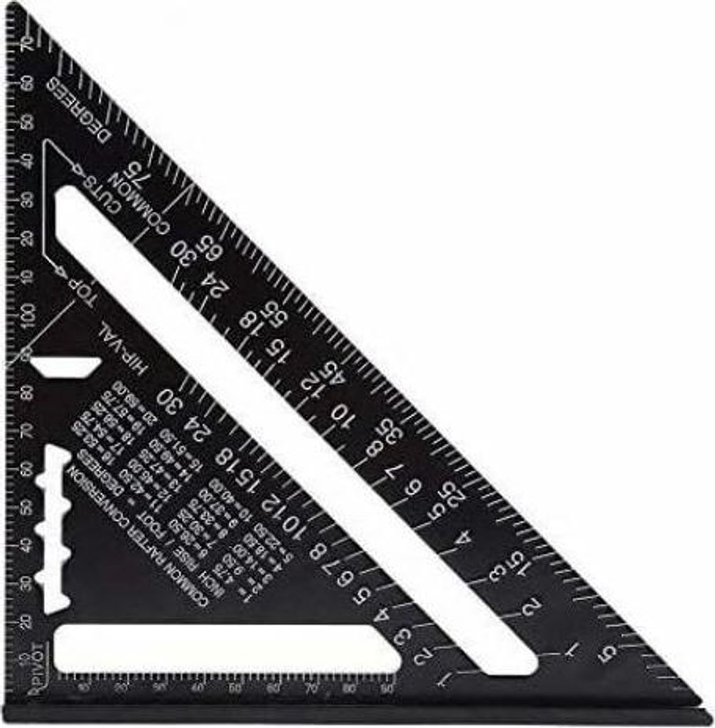 Règle de triangular metrique carrée de vitesse - Règle de système metrique en alliage d'aluminium, onlet de rapporteur carré, tools de mesure ...