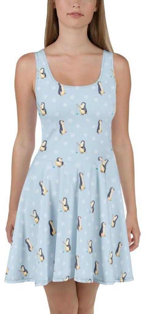 Mr. & Mrs. Panda Sommerkleid Pinguin marschieren S - Blau - Geschenk, Kleid, Stolz, Damenkleid, Kurzes, Spazieren, Damen-Sommerkleid, Familie, A-Li...