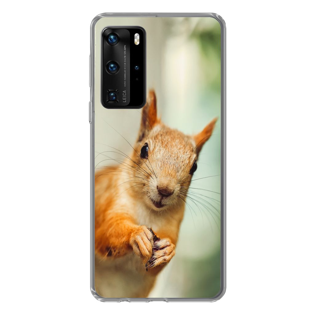 MuchoWow Handyhülle Schutzhülle Hülle für Huawei P40 Pro Eichhörnchen - Lustig - Nuss - Kinder - Jungen - Mädchen - Kind Silikon Softcase H...