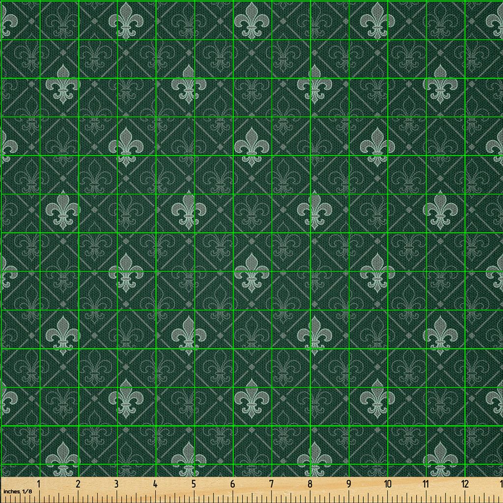 ABAKUHAUS Fleur De Lis Microfaser Stoff als Meterware , Das Alte Muster Formen Mittelalterliche Französische Königliche Klassiker Figur, 3 M (230...