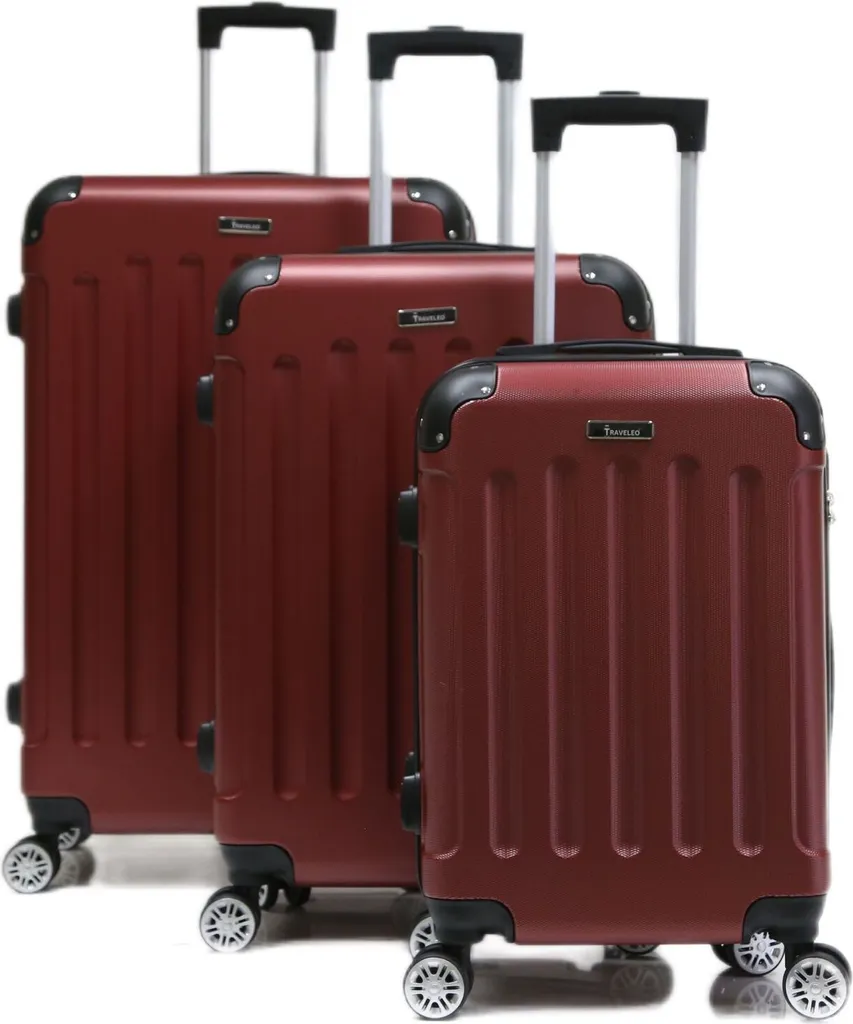 Set 3 Valigie Trolley Rigido Rosso ABS - Bagaglio a Mano e Stiva