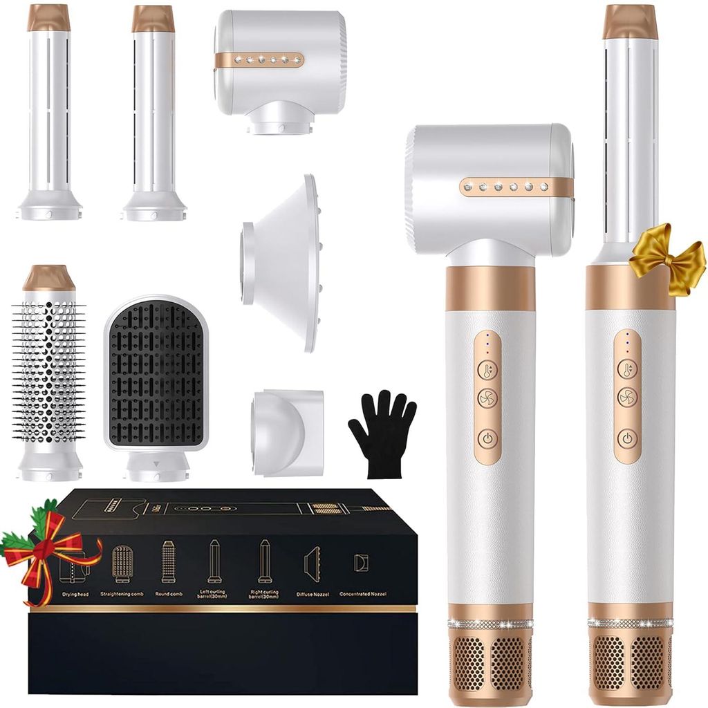 Haarstyler & Ionen Haartrockner Pro7 in 1, Set mit Airflow Lockenbürste Automatisch, Rundbürsten , Airbrush Haarstyler, Thermal Brush, Multistyler