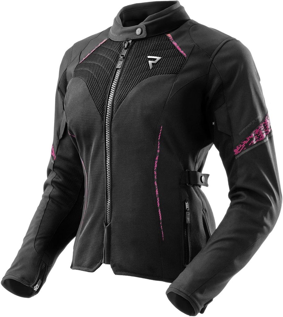 Rebelhorn Jax wasserdichte Damen Motorrad Textiljacke, schwarz/rosa, 5XL
