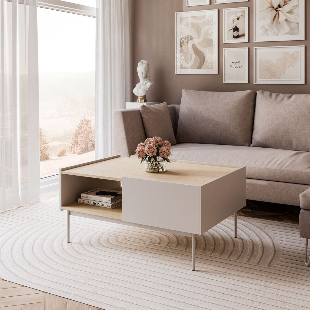 ESSENCE L97 Couchtisch mit Schublade Kaschmir / Eiche Linea Produktbild 