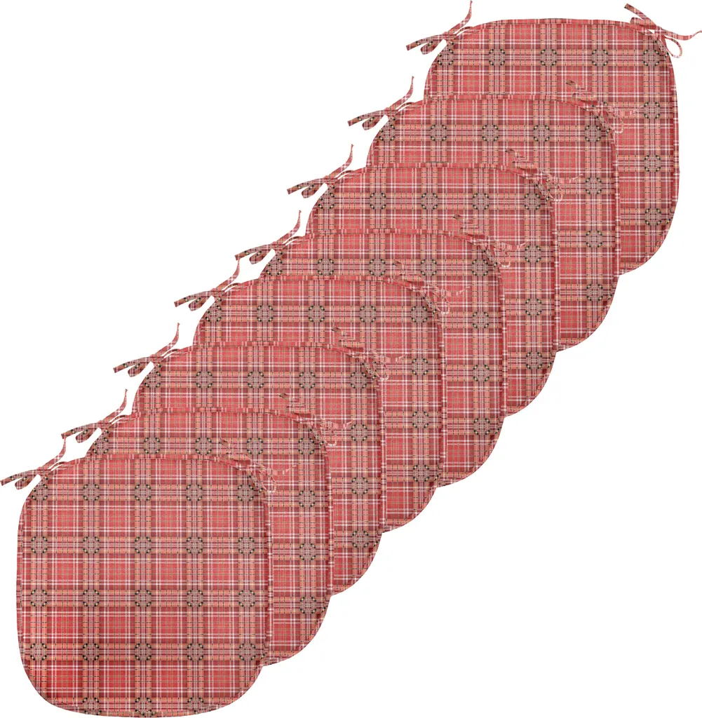 ABAKUHAUS Housses de Chaise à Carreaux Orange Corail, Lot de 8, 40x40 cm