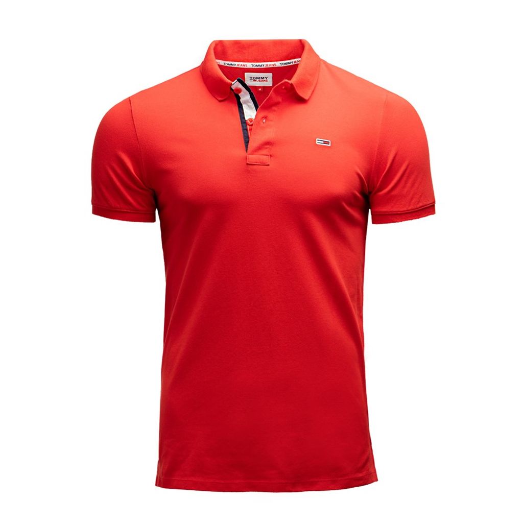 Tommy Jeans Herren Poloshirt TJM SOLID STRETCH DM0DM12219-XNL Rot