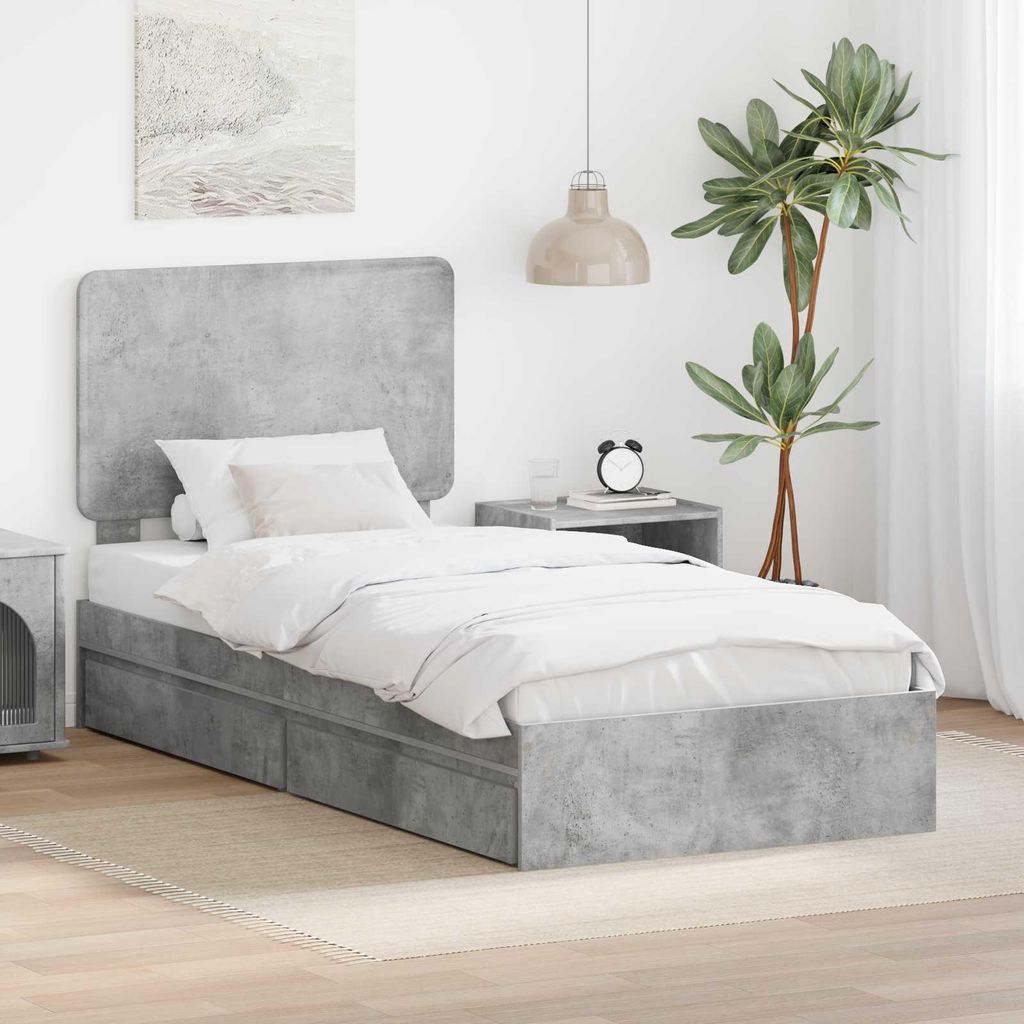 Maison Exclusive - Aufbewahrungsbett Beton Grau 90 x 190 cm Holzwerkstoff
