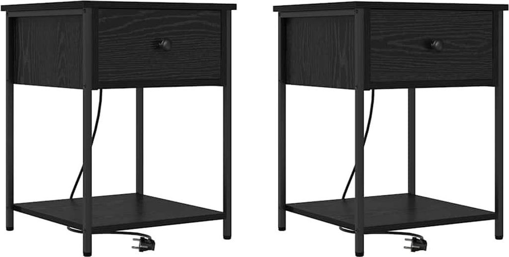 "WINTER SALE"Nachttisch 2er Set, für Schlafzimmer - elegantes Design - Nachtkommode - Schwarz Eichen-Optik 42x41x56cm - Nachttische & -schränke N...