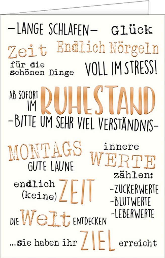 Ruhestand - Schlagworte - "Lange Schlafen..." Karte mit Briefumschlag