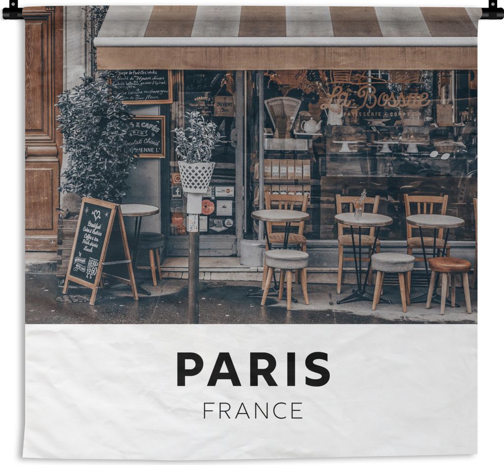 MuchoWow Wandteppich Wandbehang Paris - Frankreich - Cafe 60x60 cm Tapisserie Dekoration Wandtuch - Dekorationen - Wand Decke