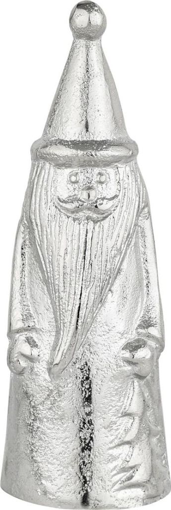 Marrakesch Weihnachtsdeko Santa klein 19 cm | Dekofigur Weihnachtsmann aus Aluminium in Silber | Moderner Nikolaus Aufsteller für Tisch Regal & Fe...