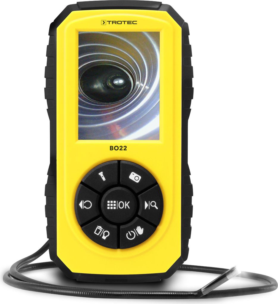 TROTEC Mini-Videoskop BO22 Endoskop Videoinspektor Schwanenhals-Sonde Farbkamera 180 ° Bilddrehfunktion batteriebetrieben inkl. 3-teiliges Zubehö...