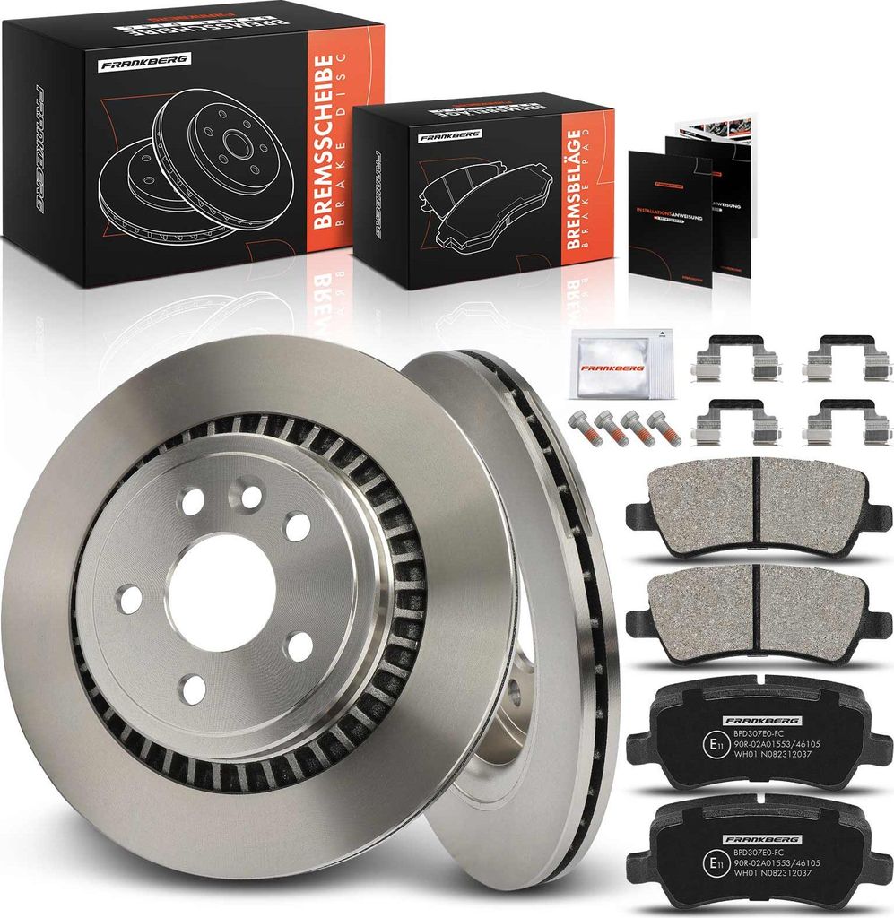 Frankberg 2x Bremsscheiben 4x Bremsbeläge Hinterachse für Volvo XC60 156 2.0L 2.4L 2.5L 3.0L 3.2L 2008-2019