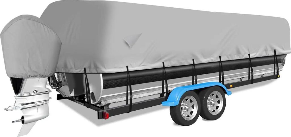 Pontoonboot Bootsplane - Trailerbare Persenning 25–28 ft (7,6–8,5 m) - 300D Wasserdicht, UV-beständig, Verstellbarer Spanngurt, Aufbewahrungst...