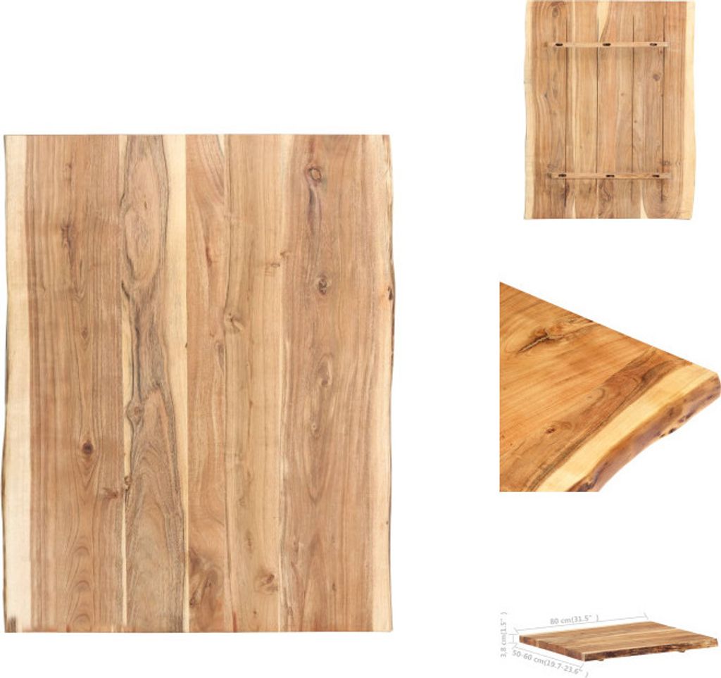 vidaXL Tischplatte Massivholz Akazie 80x(50-60)x3,8 cm - Tischplatten