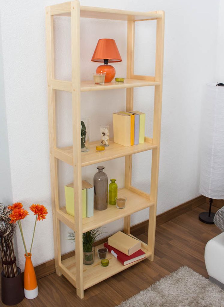 Standregal, 60 cm breit, Kiefer Holz-Massiv, Farbe: Natur