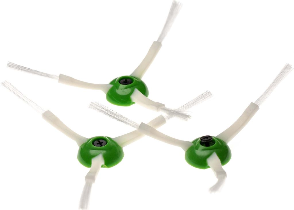 vhbw 3x Seitenbürste kompatibel mit iRobot Roomba i7 Plus, i7, i7+, E6, E5, E7 Saugroboter - Reinigungsbürsten Set, weiß / grün, 3-armig