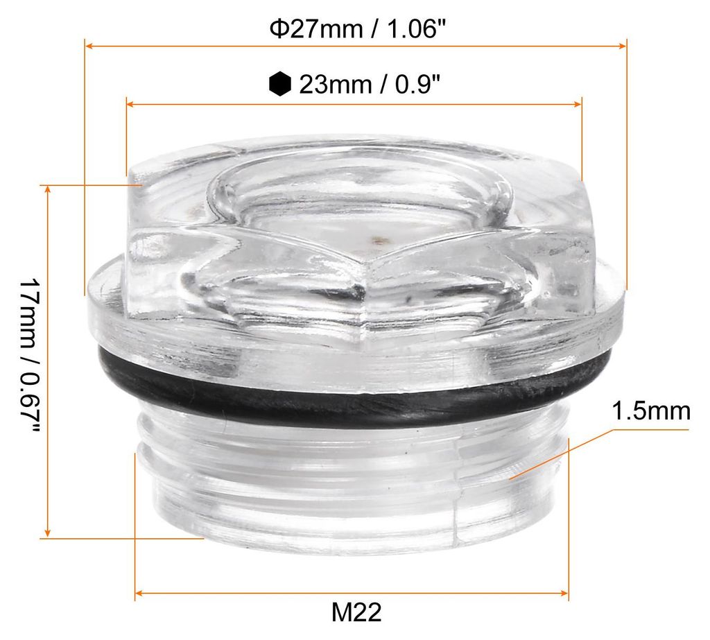 Luft Kompressor ?l Schauglas M22 x 1.5mm Au?engewinde Flš¹ssigkeits Fš¹llstandanzeige Plastik Sechskant Kopf ?l Anzeigefenster mit O-Ring fš¹...