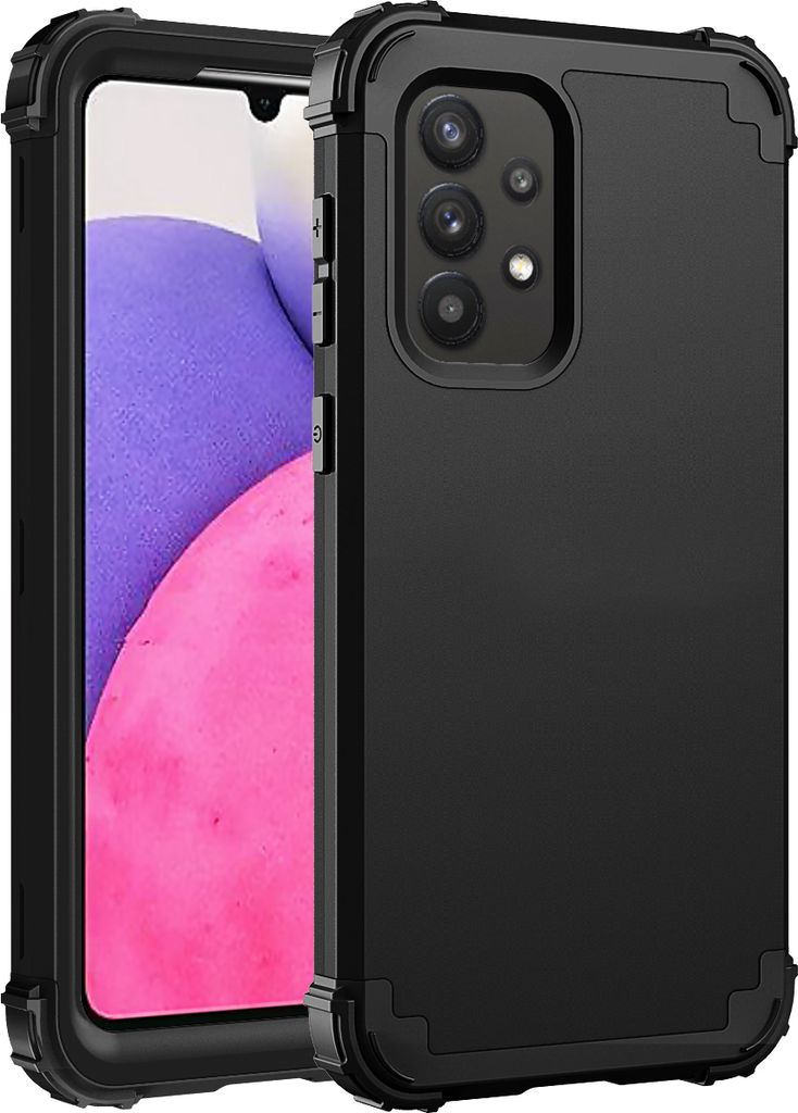 Galaxy A33 5G Hülle, 3 in 1 Hybrid PC TPU Stossfest Robust Schutzhülle für Samsung Galaxy A33 5G Schwarz