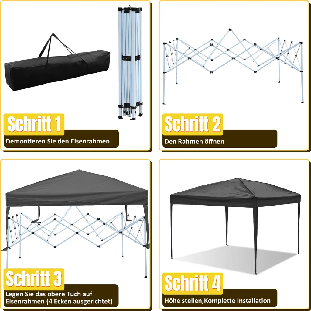 Gazebo Pieghevole 3x3 TolleTour: L'Ombra Grigia Perfetta UV 50+