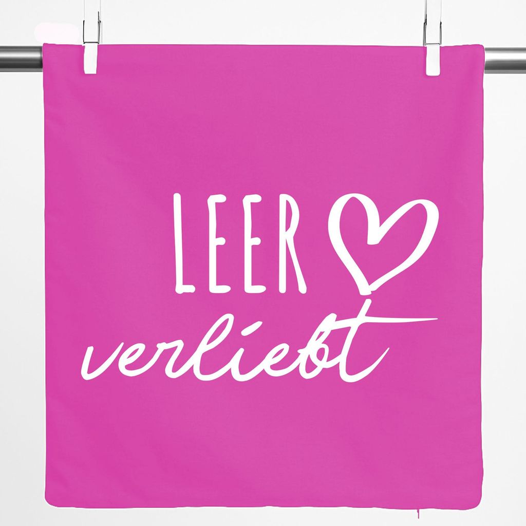 Huuraa Kissenbezug Leer verliebt 40x40cm Fuchsia Baumwolle Dekokissenbezug Geschenkidee