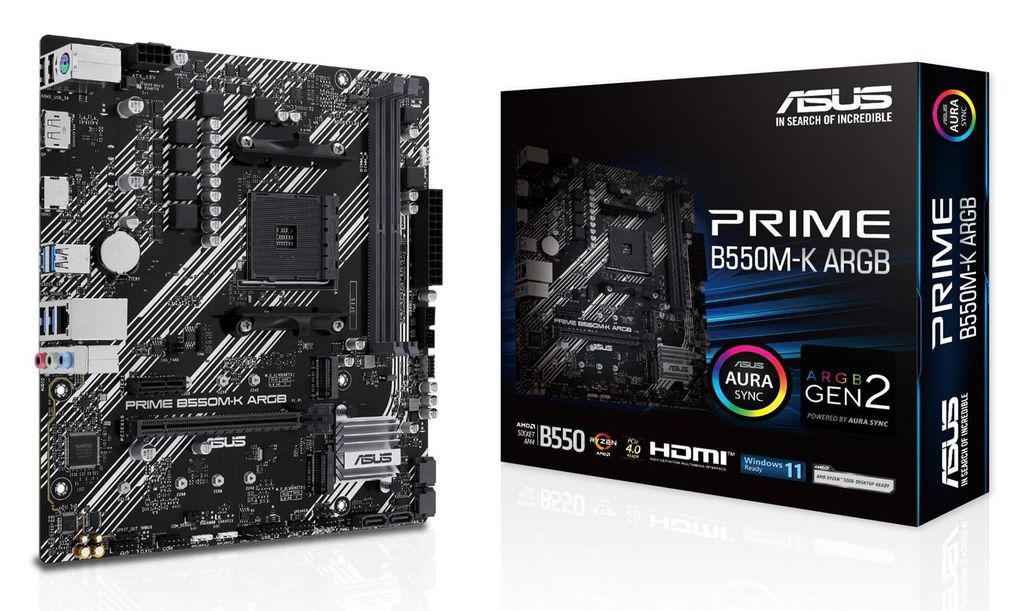 ASUS MB ASUS PRIME B550M-K ARGB (AMD,AM4,DDR4,mATX) Produktbild 