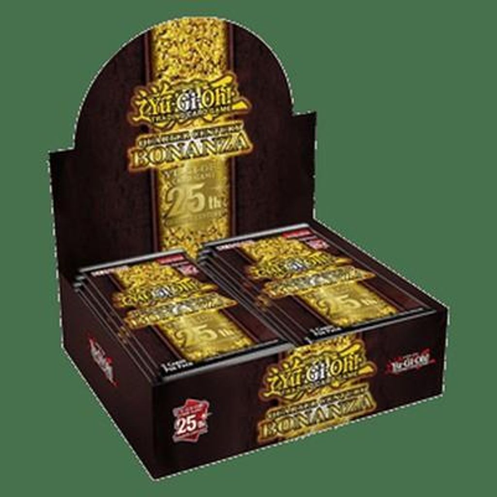 A display box of Yu-Gi-Oh! trading card game booster packs.