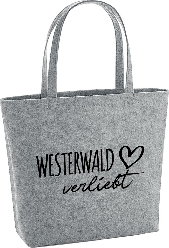 Huuraa Filzshopper Westerwald verliebt 22 Liter Grey Melange Filztasche Geschenkidee
