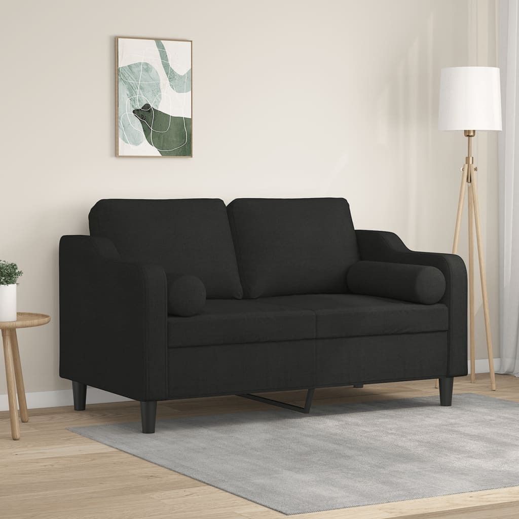 Cloris DesignMöbel 2-Sitzer-Sofa mit Zierkissen Schwarz 120 cm Stoff , Schlafsofas 2024 Neu