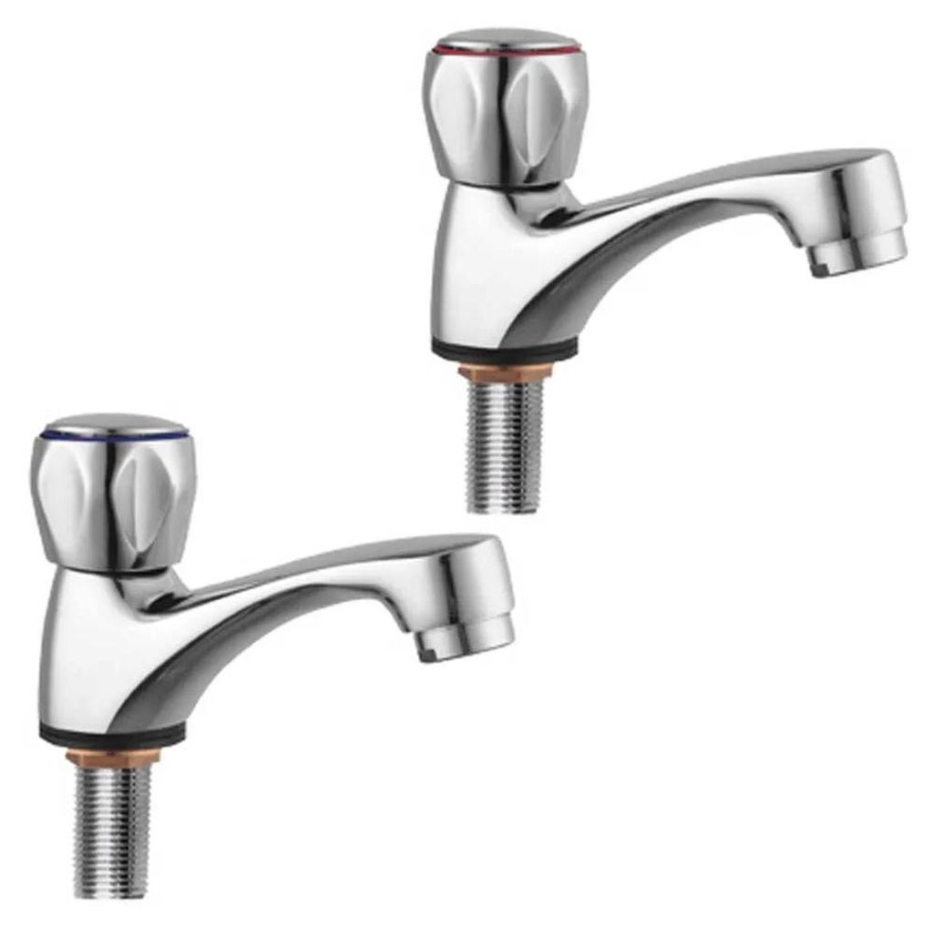 Fontastock URBEL FSKFGB004 Set de 2 Einzel-Waschtischarmaturen, Kalt-/Warmwasser, Halterungen de Befestigung, Griff de Zink und Gehäuse de Messing