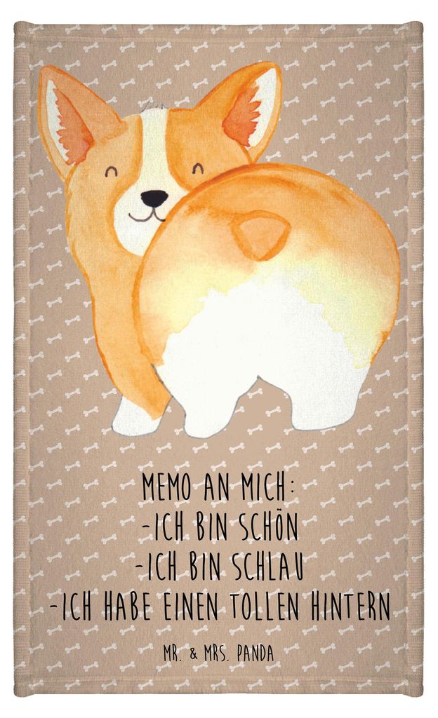 Mr. & Mrs. Panda Handtuch Corgi Po - Hundeglück - Geschenk, Hund, Corgie, Sprüche, Positiv, Gästetuch, badezimmer, baumwolle, Klein, Spruch, Gä...