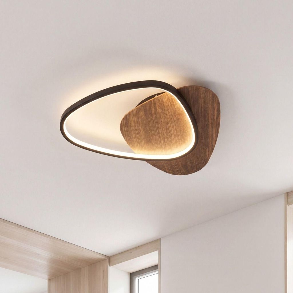 Deckenleuchte LED Farbwechsel per Wandschalter 3000/4000/ 6500 K Holz Aluminium 4800 lm Modern Deckenlampe