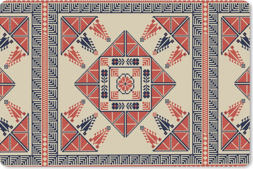 MuchoWow Schreibtischunterlage Muster - Fliese - Blume - Stickerei - Arabisch 60x40 cm - XXL Mauspad - Großes Mauspad