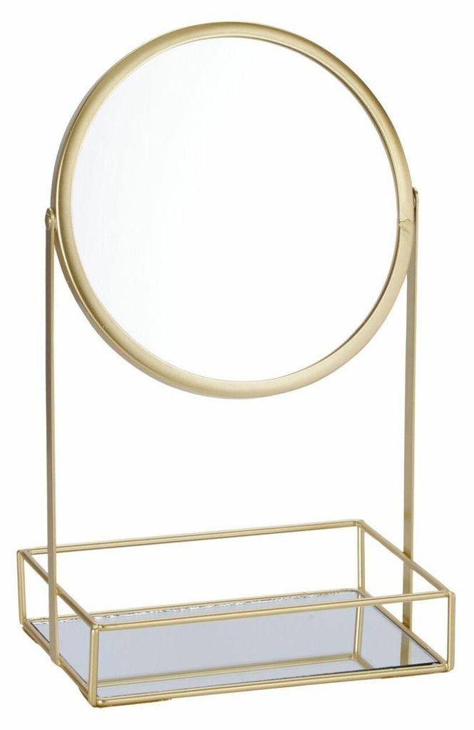 HOWHOMELY | Schmuckständer mit Spiegel - Schmuckhalter - 19 x 32 cm - gold - Organizer - Dekorativ - Praktisch