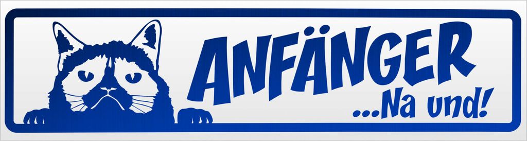 Kiwistar Anfänger NA und Katze Magnetschild Schild magnetisch - 30cm Blau - reflektierend - Magnetfolie für Auto PKW Kfz