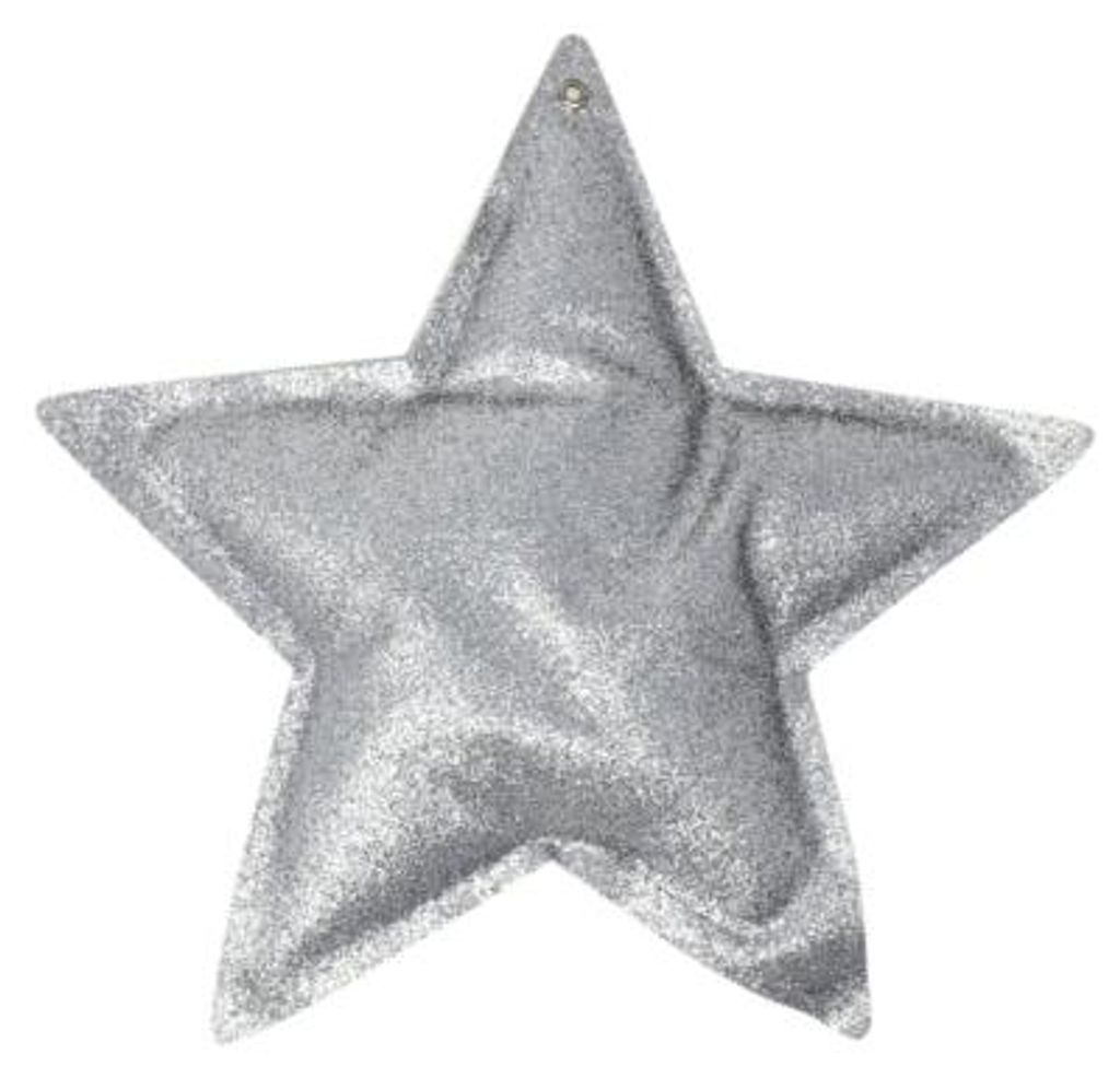Weihnachtsanhänger Stern Glitzer metallic silberfarben 18 cm | 12 Stück
