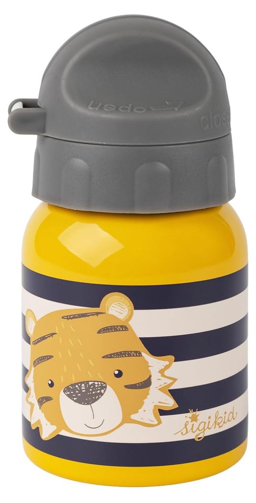 SIGIKID 25376 Edelstahl Trinkflasche Tiger 250ml empfohlen für Kinder ab 1 Jahr, robust, auslaufsicher, bruchfest