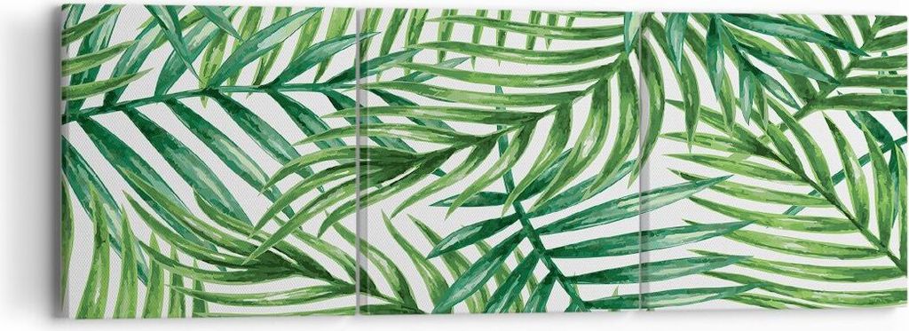 Bild auf Leinwand - Leinwandbild - Palme Blatt grün - 90x30cm - Wand Bild - Wanddeko - Wandbilder - Leinwanddruck - Bilder - Kunstdruck - Wanddeko...