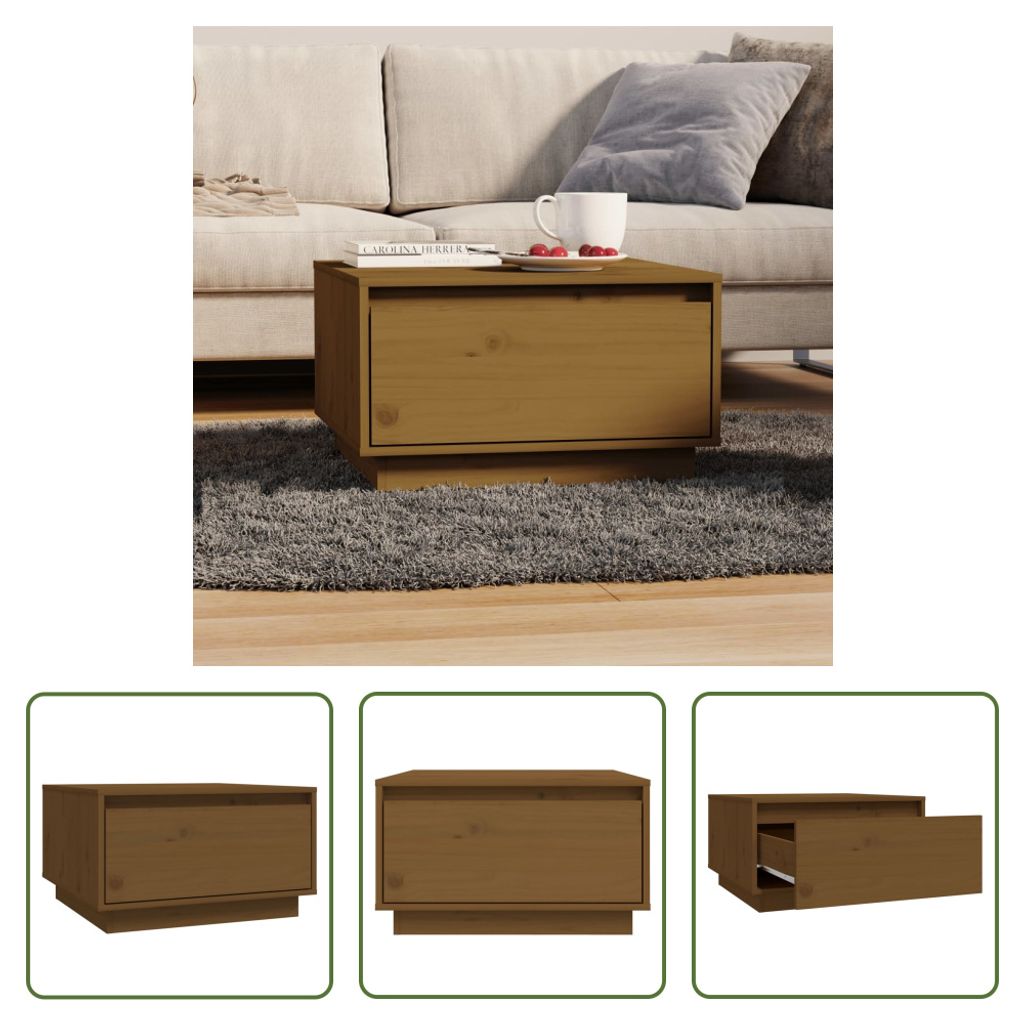 The Living Store Couchtisch Honigbraun 55x56x32 cm Produktbild 