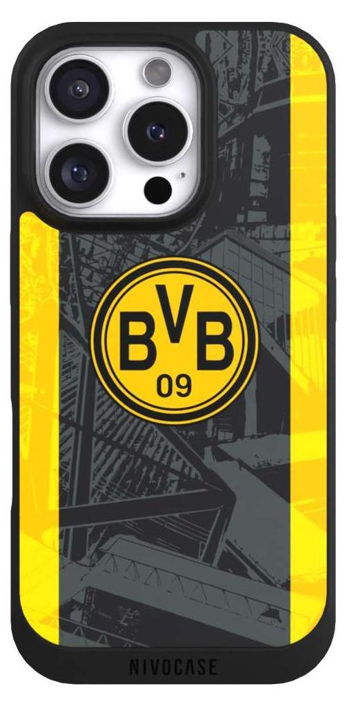 NIVOCASE Handyhülle für Apple iPhone 16 Pro Hülle NIVOpure Case Schwarz BVB Borussia Dortmund Stadion