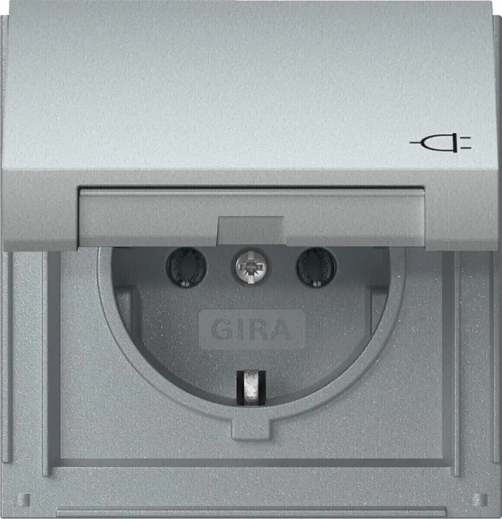 GIRA 445465 Prise SCHUKO TX_44 avec Couvercle de Protection Couleur Alu