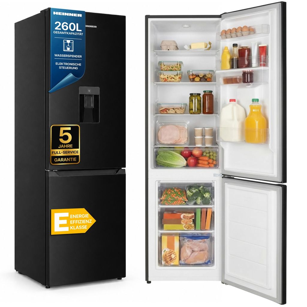 Heinner HC-HM260BKWDE++, 260 l, Freistehend, E, 40 dB, Produktbild 