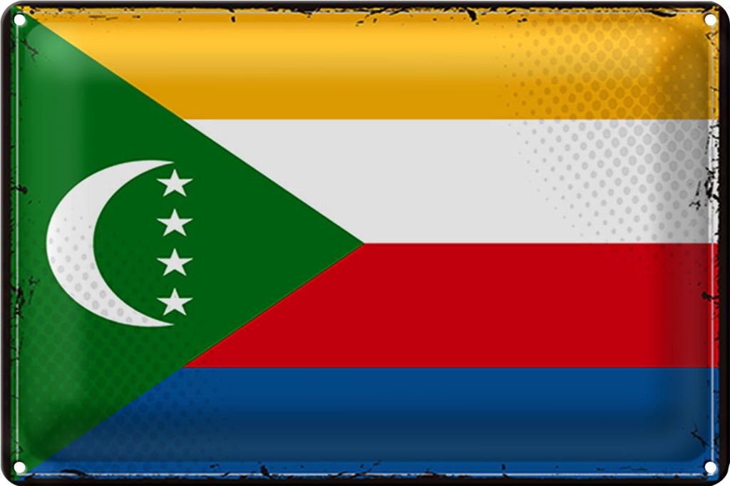 Blechschild Flagge Komoren 40x30cm Retro Flag Comoros