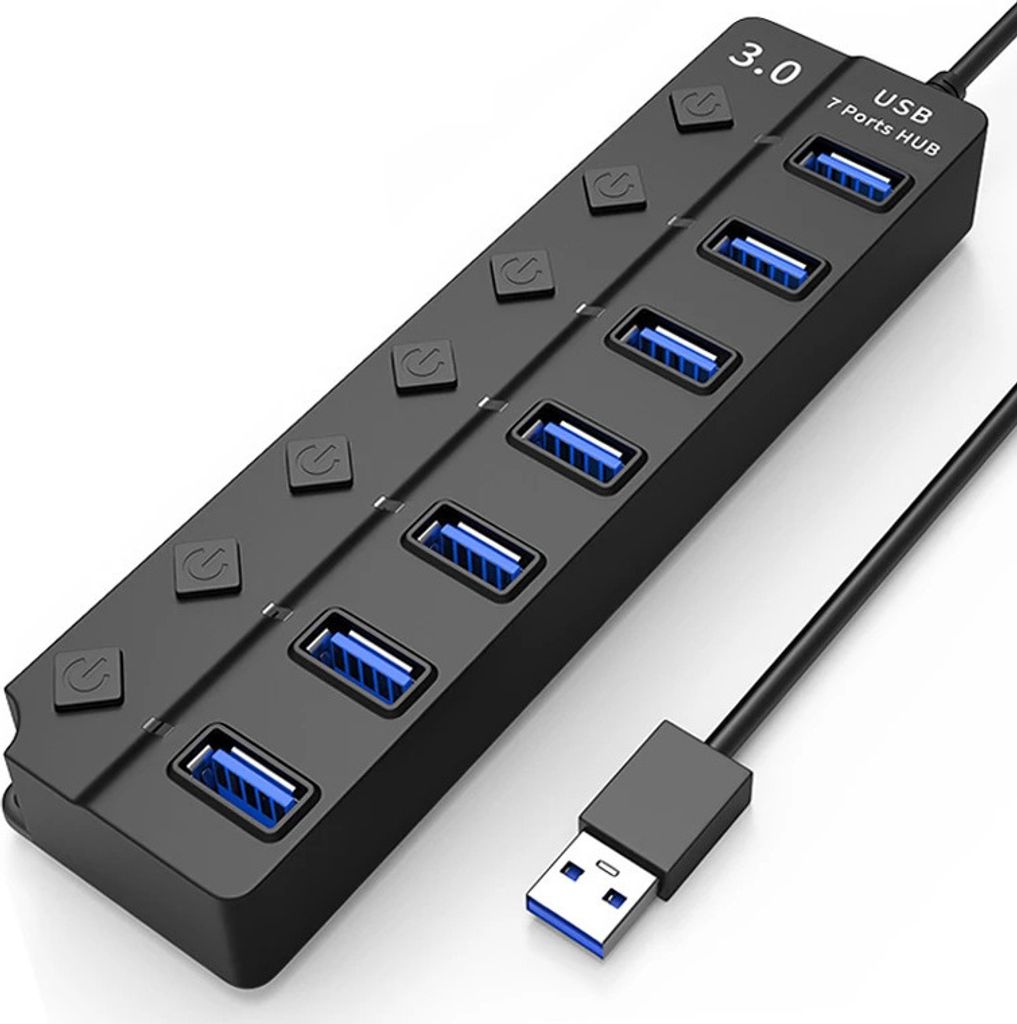INF Hub USB 3.0 5 Gbps a 7 porte con pulsanti on/off Immagine del prodotto 