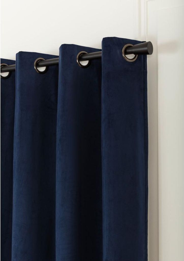 MOONDREAM ThermActiv Thermovorhang 2in1 | Isolierung Kälte+Hitze | 100% Verdunkelung | Patentierte Technologie | Samt | Ösen | Blau MC412 | 130...