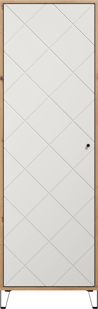 Grafico Kleiderschrank 1 Tür matt weiß, Eiche Nachbildung. Produktbild 