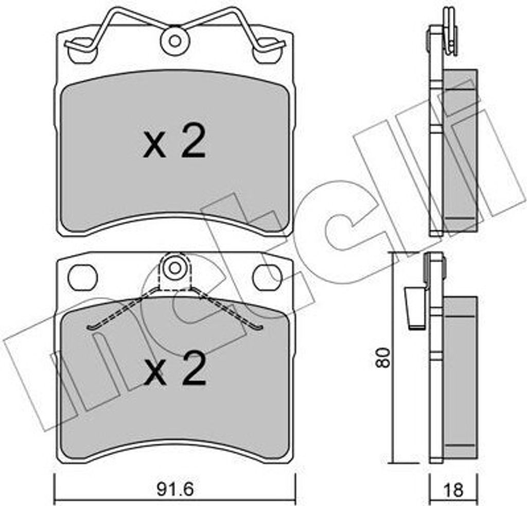 METELLI Bremsbeläge Satz Vorne Bremsklötze für VW Transporter IV Bus (70B, 70C, 7DB, 7DK, 70J, 70K, 7DC, 7DJ) 22-0163-1