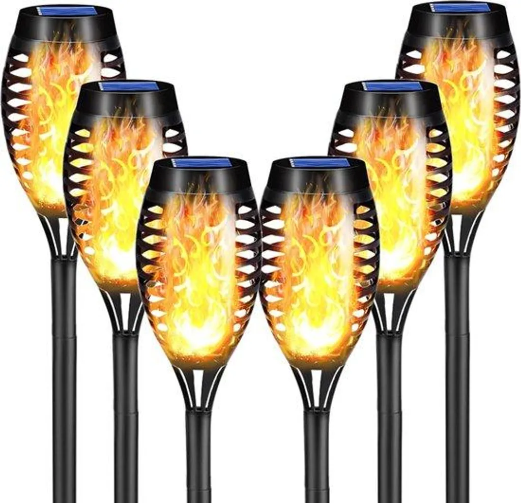 Torche Solaire de Jardin Effet Flamme Vacillante - Éclairage LED IP65